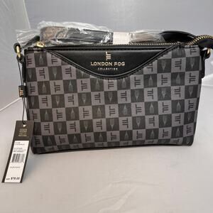 London Fog Addison Tower Signature Print Crossbody Purse Womens Handbag New